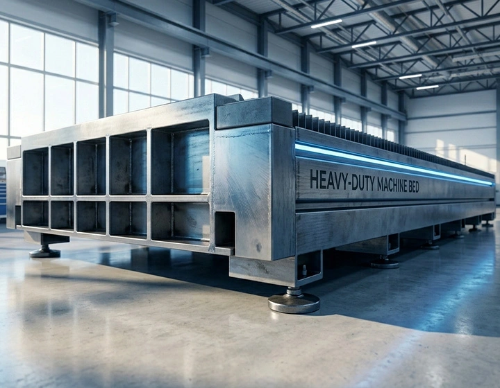 A high-performance heavy-duty machine bed acting as the foundation for fiber laser precision.