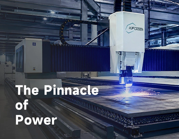 A 40kW high-power fiber laser machine cutting heavy steel plate in a modern smart factory.